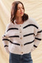 SO ME Stripe Soft Touch Button Cozy Sweater Cardigan