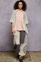 POL Button Down Front Pleated Shirt with Crochet Patch