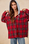 BiBi Brushed Plaid Hooded Jacket