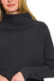 Zenana Viscose Dolman Sleeve Mock Neck Sweater