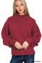 Zenana Balloon Sleeve Mock Neck Sweater