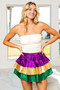 BiBi Mardi Gras Color Block Metallic Tiered Skirt