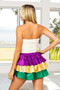 BiBi Mardi Gras Color Block Metallic Tiered Skirt