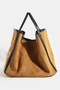 Fame Suede Tote Faux Leather Trim Shoulder Strap