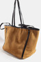 Fame Suede Tote Faux Leather Trim Shoulder Strap