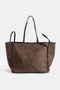 Fame Suede Tote Faux Leather Trim Shoulder Strap