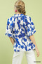 Umgee Floral Print Puff Sleeve Blouse with Scallop Hem