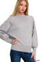 Zenana Viscose Mock Neck Exposed Seam Sweater