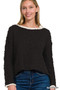 Zenana Contrast Trim Cropped Sweater