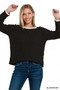 Zenana Contrast Trim Cropped Sweater