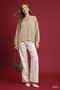 Umgee Linen Scallop Hem Long Sleeve Blouse
