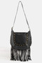 Fame Rivet Trim Suede Fringe Shoulder Bag