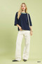 Umgee Ribbed Knit Top with Contrast Trim