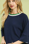 Umgee Ribbed Knit Top with Contrast Trim