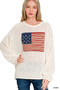Zenana American Flag Crew Neck Sweater