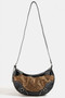 Fame Dark Spotted Leopard Print Half Moon Shoulder Bag