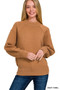 Zenana Viscose Mock Neck Exposed Seam Sweater