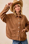 BiBi Corduroy Relaxed Fit Shacket with Back Pleat