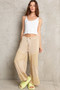 POL Elastic Waistband Wide Leg Pants with Drawstring