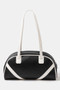 Fame Stripe Accent Faux Leather Hand Bag