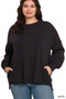 Zenana Full Size Fleece Hi-low Boyfriend Sweatshirts with Pockets Plus Size