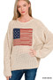 Zenana American Flag Crew Neck Sweater