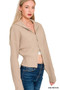 Zenana Ribbed Collared Zip Up Sweater Cardigan