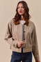 SO ME Cotton Twill Cropped Barn Jacket wtih Collar