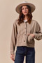 SO ME Cotton Twill Cropped Barn Jacket wtih Collar