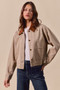 SO ME Cotton Twill Cropped Barn Jacket wtih Collar