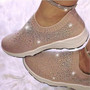 Plus Size Diamonds Beaded Knit Sneakers Winter Women'S Low Heel Mesh Casual Shoes