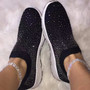 Plus Size Diamonds Beaded Knit Sneakers Winter Women'S Low Heel Mesh Casual Shoes