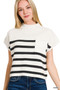Zenana Short Sleeve Stripe Sweater
