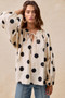 BiBi Polka Dot Exaggerated Balloon Sleeves Blouse