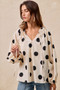 BiBi Polka Dot Exaggerated Balloon Sleeves Blouse