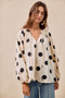 BiBi Polka Dot Exaggerated Balloon Sleeves Blouse