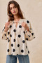 BiBi Polka Dot Exaggerated Balloon Sleeves Blouse