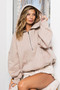BiBi Stitch Detailed Elastic Hem Half Zip Fleece Hoodie