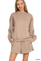 Zenana Scuba Long Sleeve Sweatshirt and Shorts Set