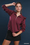 Umgee Luxeknit Ruffle Shoulder Quarter-Zip Sweatshirt