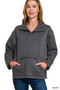 Zenana Fleece Washed High Neck Kangaroo Pocket Sweatshirt