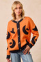 BiBi Halloween Witch Hat Moon Bat Artwork Cardigan