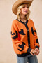 BiBi Halloween Witch Hat Moon Bat Artwork Cardigan