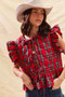 SO ME Christmas Holiday Plaid Ruffled Quilt Vest Top