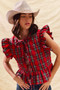 SO ME Christmas Holiday Plaid Ruffled Quilt Vest Top