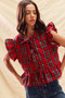SO ME Christmas Holiday Plaid Ruffled Quilt Vest Top