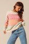 SO ME Multi Color Block Long Sleeve Sweater