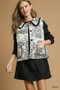 Umgee Toile Quilted Vest with Ruffle Collar