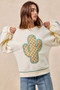 BiBi Cactus Embroidered Fleece Sweatshirt
