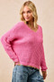 BiBi V-Neck Sweater with Colorful Trim